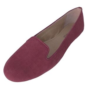 Splendid Burgundy Vegan Suede Crocodile Embossed Flats